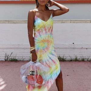 Dannijo Tie Dye Slip Dress Small slit midi maxi